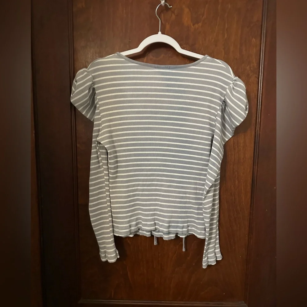 Anthropologie Porridge Puff-Sleeve Tie-Front Top Size XL